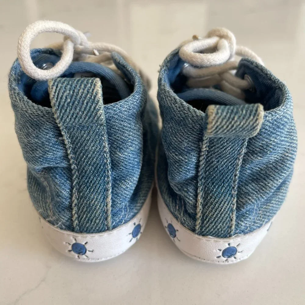 Carter’s Classics Vintage Sneaker Denim High Top Lace Up Baby Shoes Size 4